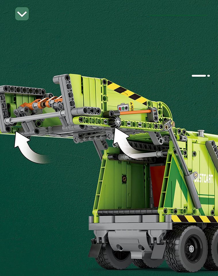 DEEP POWER Ferngesteuerter Lkw Druckmüllwagen Moc Klemmbausteine 1468 Teile Konstruktionsspielsteine, (Set, 1468 St)