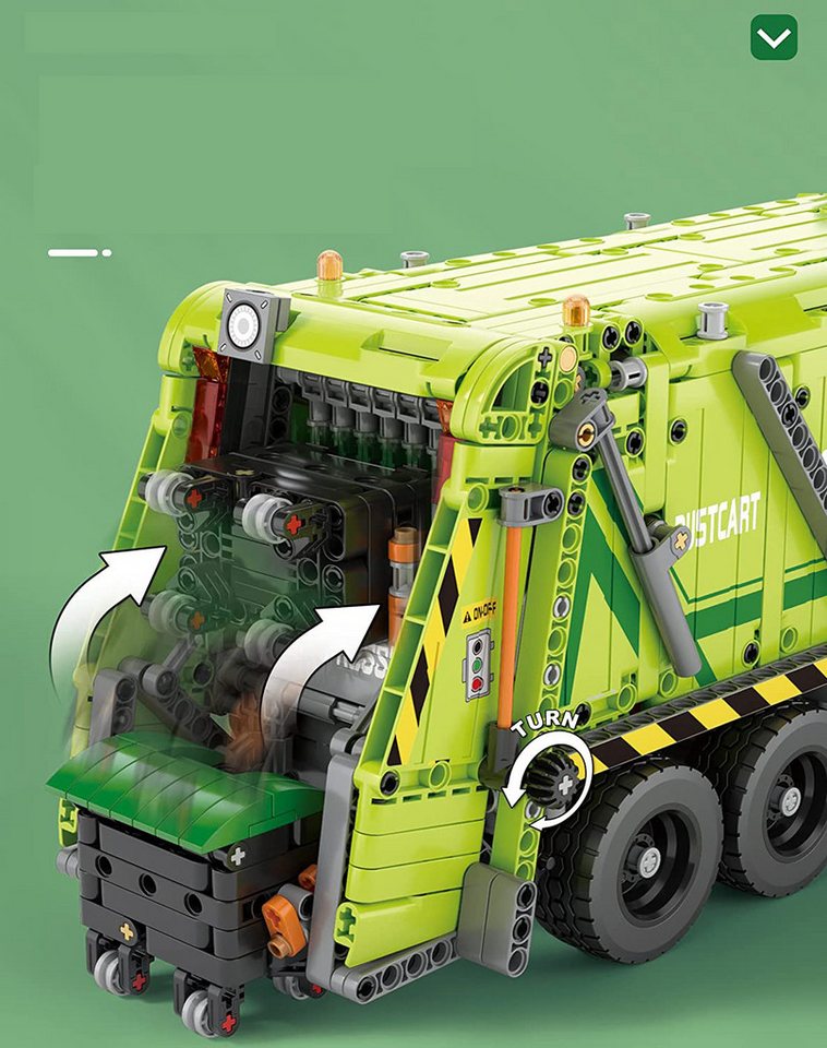 DEEP POWER Ferngesteuerter Lkw Druckmüllwagen Moc Klemmbausteine 1468 Teile Konstruktionsspielsteine, (Set, 1468 St)