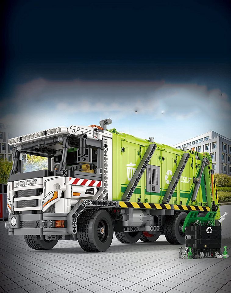 DEEP POWER Ferngesteuerter Lkw Druckmüllwagen Moc Klemmbausteine 1468 Teile Konstruktionsspielsteine, (Set, 1468 St)