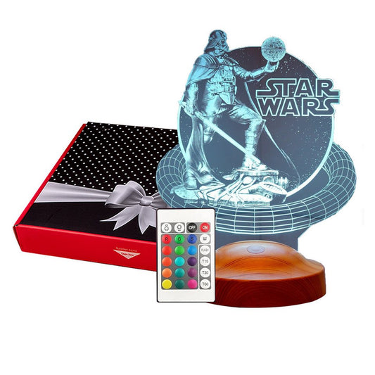 Geschenkelampe LED Nachttischlampe Star Wars Darth Vader 3D Nachtlicht Geschenk für Jungen, Leuchte 7 Farben fest integriert, Star Wars Geschenkartikel, Geburtstagsgeschenk für Freunde, Fanartikel