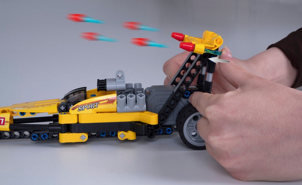 Jamara CaDA, Bricks, Drag Racing gelb (402863) Konstruktions-Spielset, (151 St)