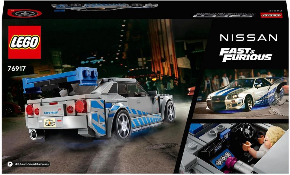 LEGO® 2 Fast 2 Furious – Nissan Skyline GT-R (R34) (76917) Konstruktionsspielsteine, (319 St), LEGO® Speed Champions