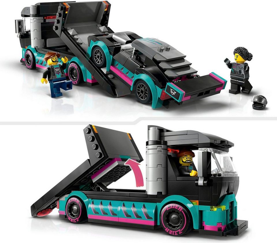 LEGO® Autotransporter mit Rennwagen (60406), LEGO City Konstruktionsspielsteine, (328 St), Made in Europe