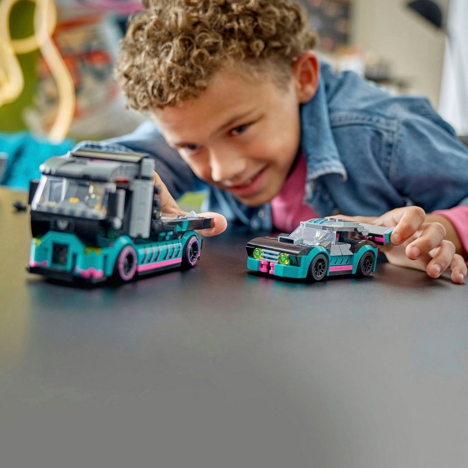 LEGO® Autotransporter mit Rennwagen (60406), LEGO City Konstruktionsspielsteine, (328 St), Made in Europe
