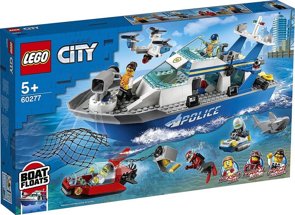 LEGO® City 60277 Polizeiboot Bausatz für Kinder, geeignet ab 5 Jahren, Spielbausteine, (276 St)