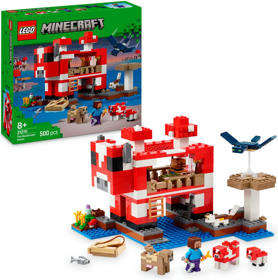 LEGO® Das Pilzkuh-Haus (21270), LEGO Minecraft Konstruktionsspielsteine, (500 St), Made in Europe
