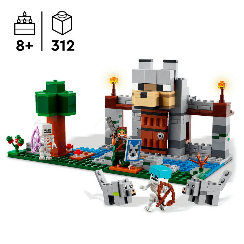 LEGO® Die Wolfsfestung (21261), LEGO Minecraft Konstruktionsspielsteine, (312 St), Made in Europe
