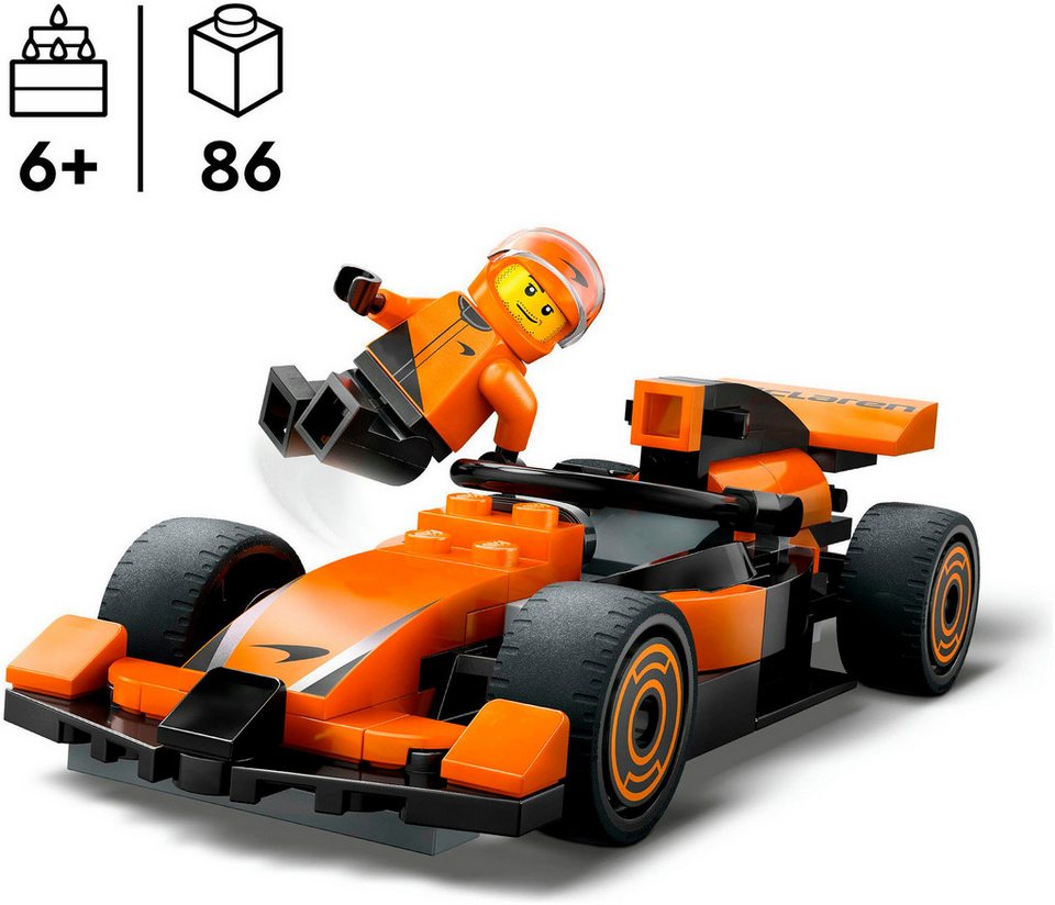 LEGO® F1® Rennfahrer mit McLaren Rennauto (60442), LEGO City Konstruktionsspielsteine, (86 St), Made in Europe