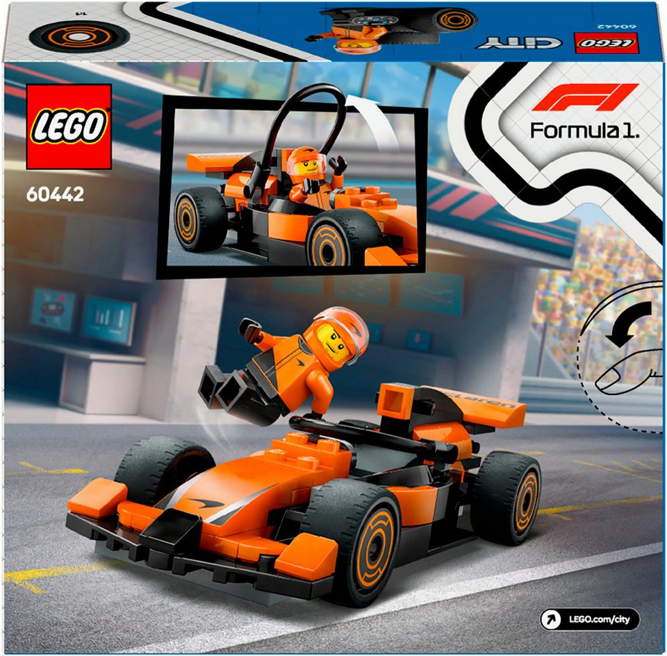 LEGO® F1® Rennfahrer mit McLaren Rennauto (60442), LEGO City Konstruktionsspielsteine, (86 St), Made in Europe