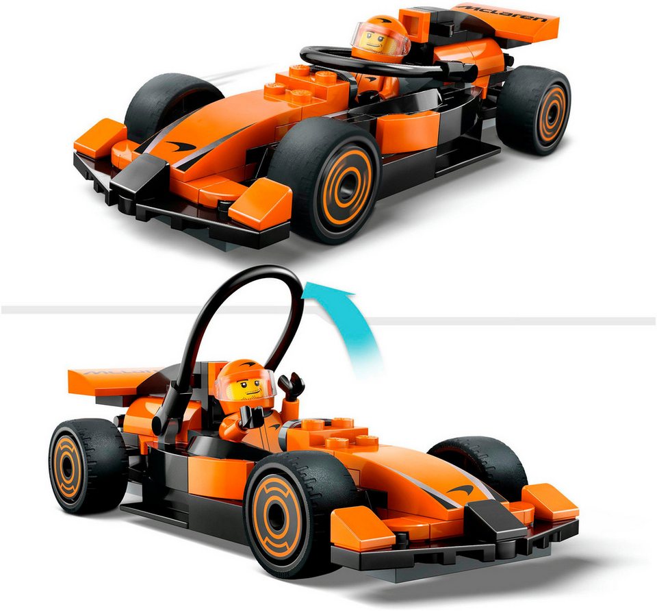 LEGO® F1® Rennfahrer mit McLaren Rennauto (60442), LEGO City Konstruktionsspielsteine, (86 St), Made in Europe
