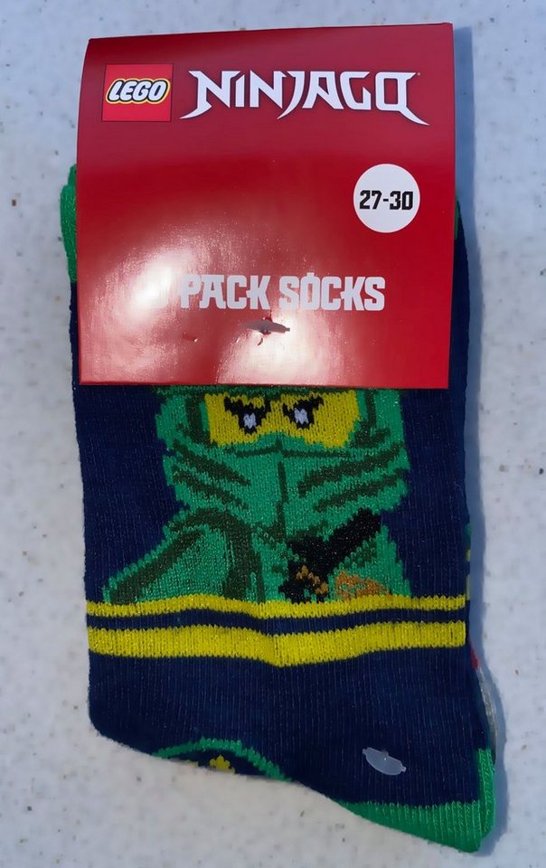 LEGO® Freizeitsocken LEGO NINJAGO Socken Set 3 Paar Kindersocken Kinder Strümpfe für Jungen Ninja BUNT Gr.23 24 25 26 27 28 29 30 31 32 33 34