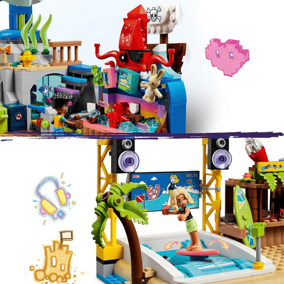 LEGO® Friends - Strand-Erlebnispark Kirmes-Set mit Technic-Elementen (41737) Konstruktions-Spielset, (1348 St)