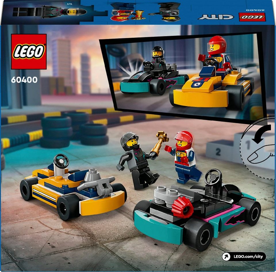 LEGO® Go-Karts mit Rennfahrern (60400), LEGO City Konstruktionsspielsteine, (99 St), Made in Europe