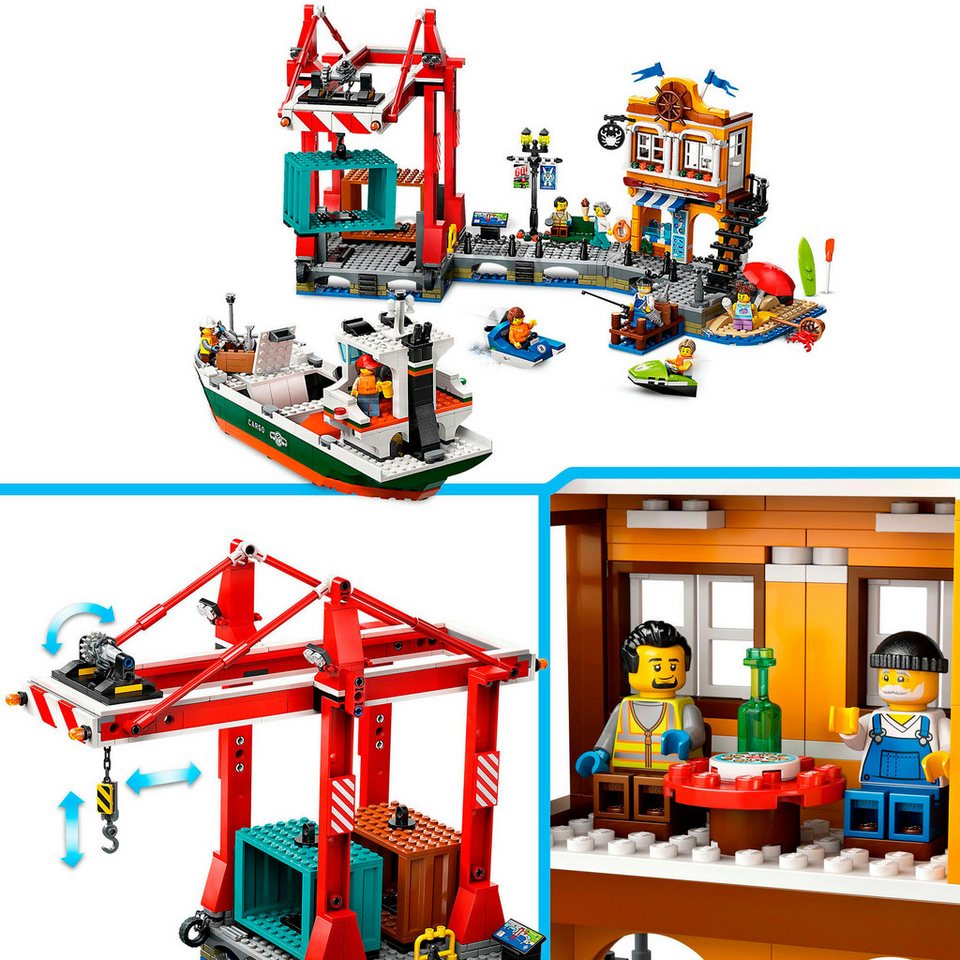LEGO® Hafen mit Frachtschiff (60422), LEGO City Konstruktionsspielsteine, (1226 St), Made in Europe