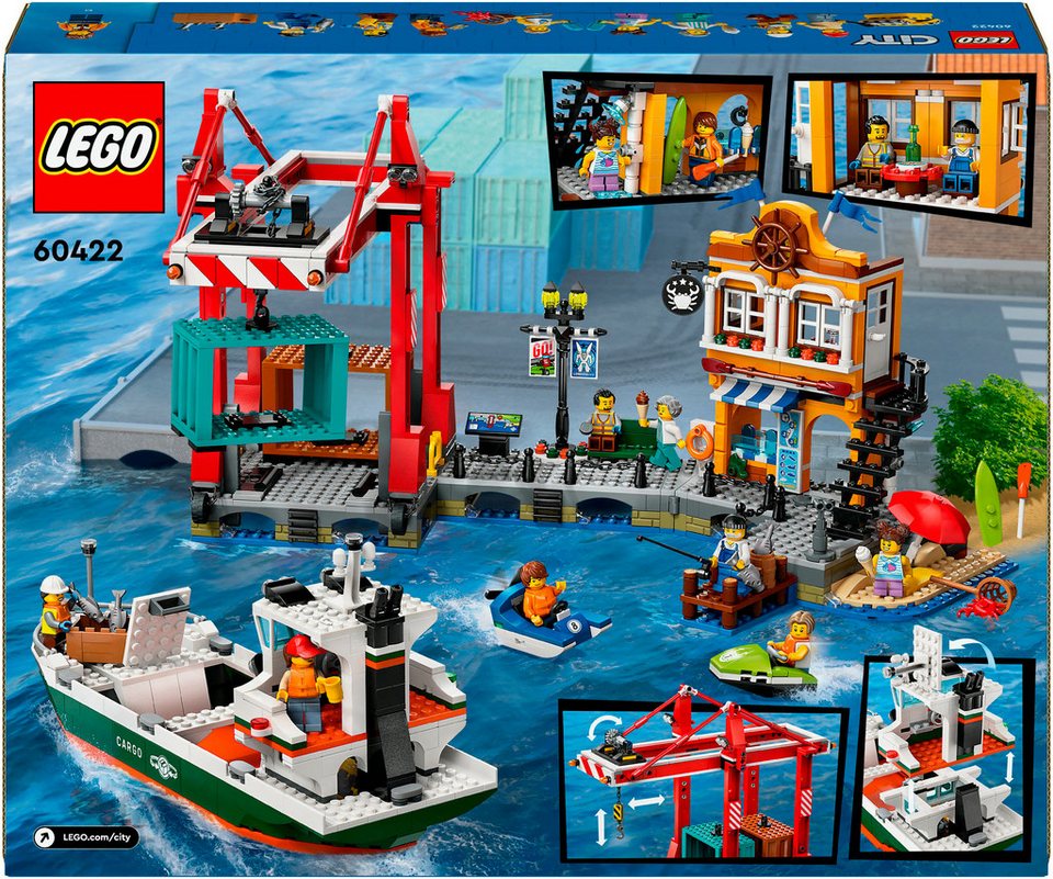 LEGO® Hafen mit Frachtschiff (60422), LEGO City Konstruktionsspielsteine, (1226 St), Made in Europe