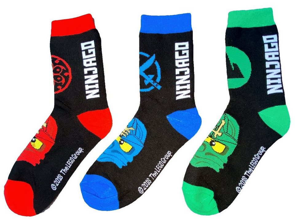 LEGO® kidswear Freizeitsocken 12x LEGO NINJAGO SOCKEN Jungen Strümpfe 27/30 31/34 35/38 Logo Lego Ninjago