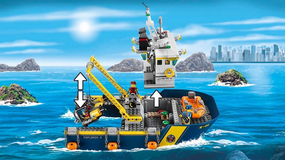 LEGO® LEGO® City 60095 Tiefsee-Expeditionsschiff Konstruktionsspielsteine, (717 St)