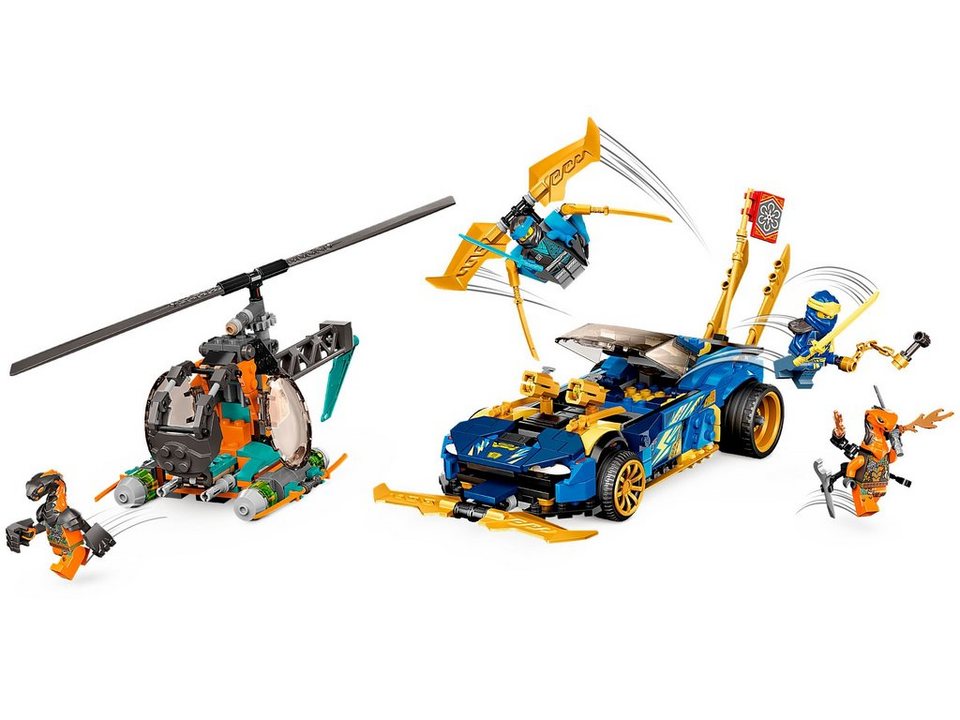 LEGO® LEGO® NINJAGO® 71776 Jays und Nyas Rennwagen EVO Konstruktionsspielsteine, (536 St)