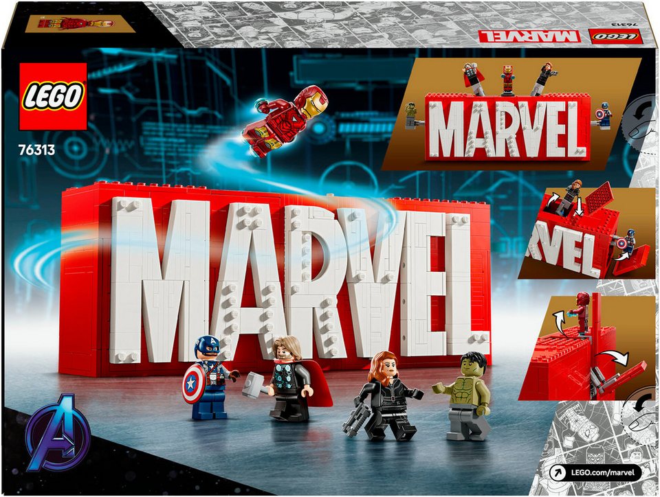 LEGO® MARVEL Logo & Minifiguren (76313), LEGO Super Heroes Konstruktionsspielsteine, (931 St), Made in Europe