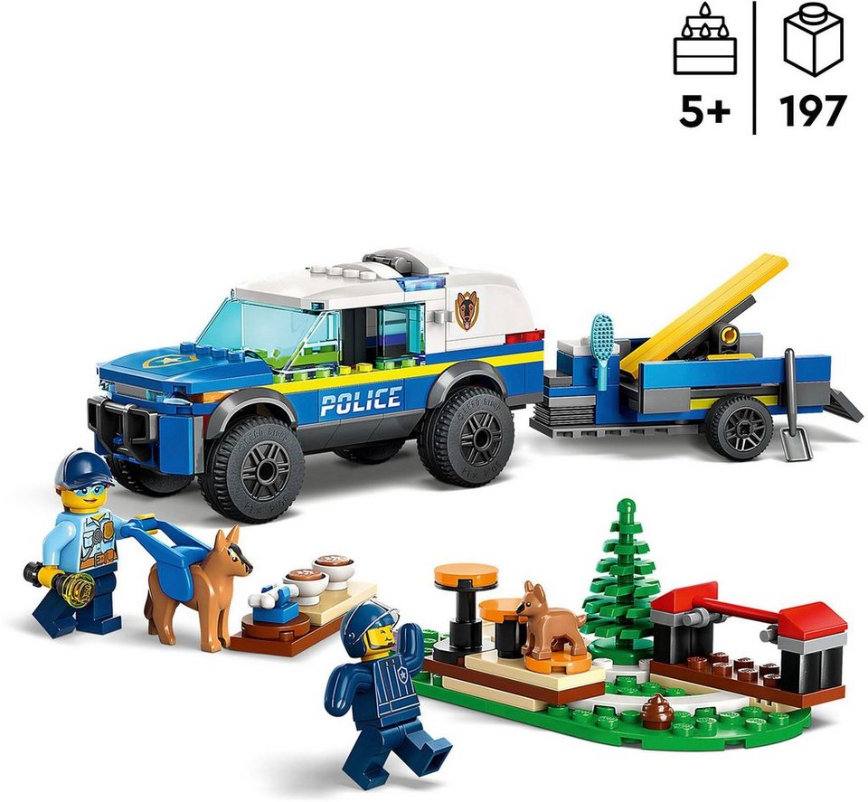 LEGO® Mobiles Polizeihunde-Training (60369), LEGO® City Konstruktionsspielsteine, (197 St), Made in Europe