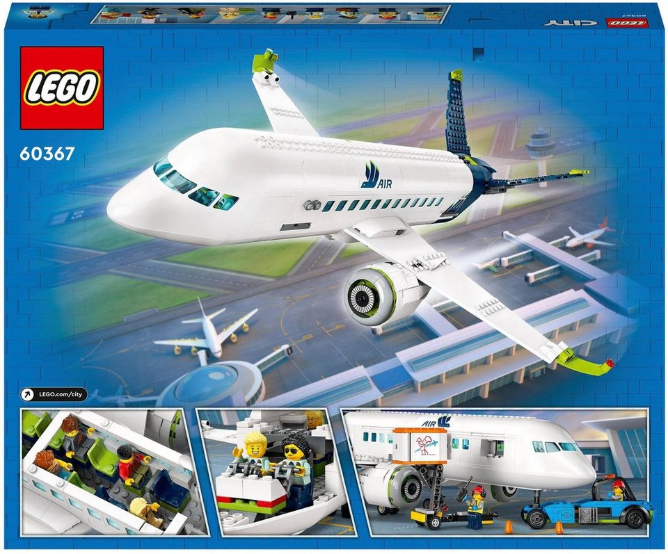 LEGO® Passagierflugzeug (60367), LEGO® City Konstruktionsspielsteine, (913 St), Made in Europe