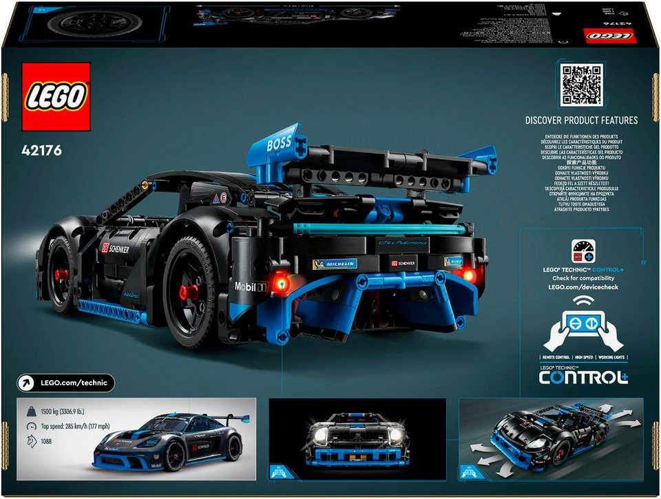 LEGO® Porsche GT4 e-Performance Rennwagen (42176), LEGO Technic Konstruktionsspielsteine, (834 St), Made in Europe