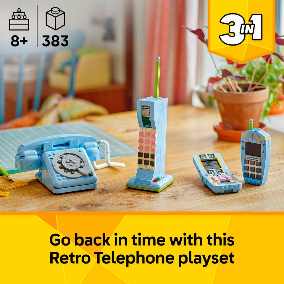 LEGO® Retro-Telefon (31174), LEGO LEGO Creator Konstruktionsspielsteine, (383 St), Made in Europe