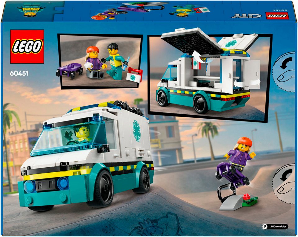 LEGO® Rettungswagen (60451), LEGO City Konstruktionsspielsteine, (184 St), Made in Europe