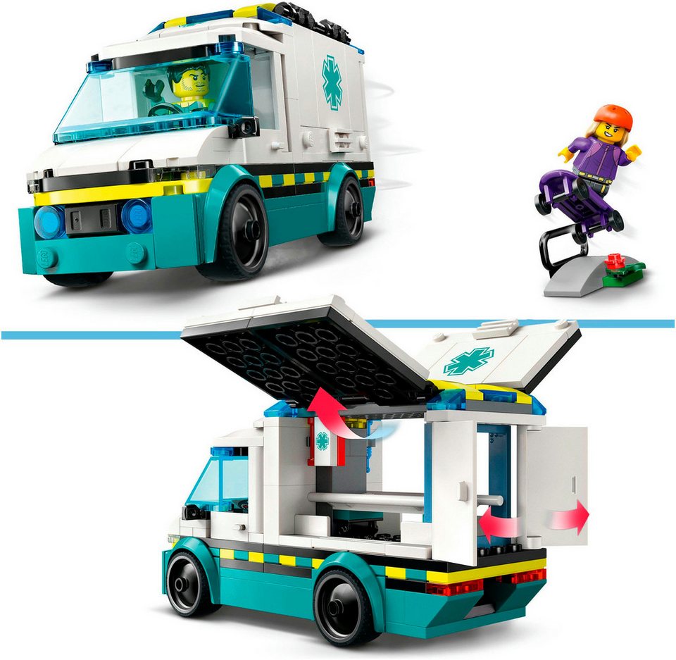 LEGO® Rettungswagen (60451), LEGO City Konstruktionsspielsteine, (184 St), Made in Europe