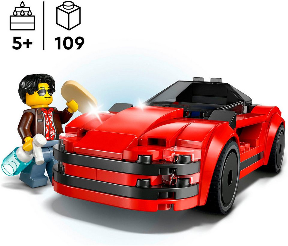 LEGO® Roter Sportwagen (60448), LEGO City Konstruktionsspielsteine, (109 St), Made in Europe