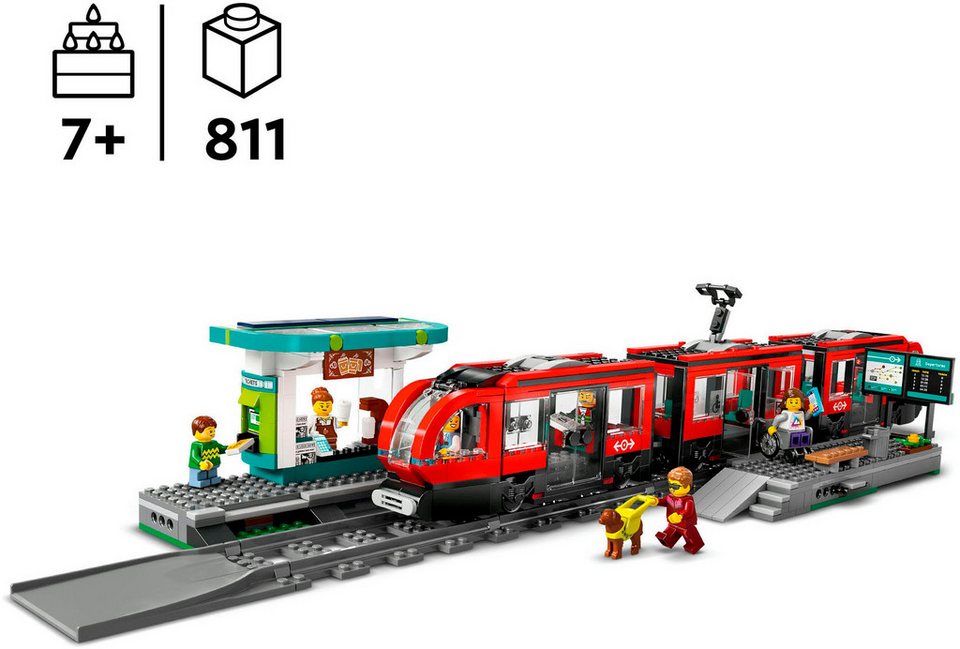 LEGO® Straßenbahn mit Haltestelle (60423), LEGO LEGO City Konstruktionsspielsteine, (811 St), Made in Europe