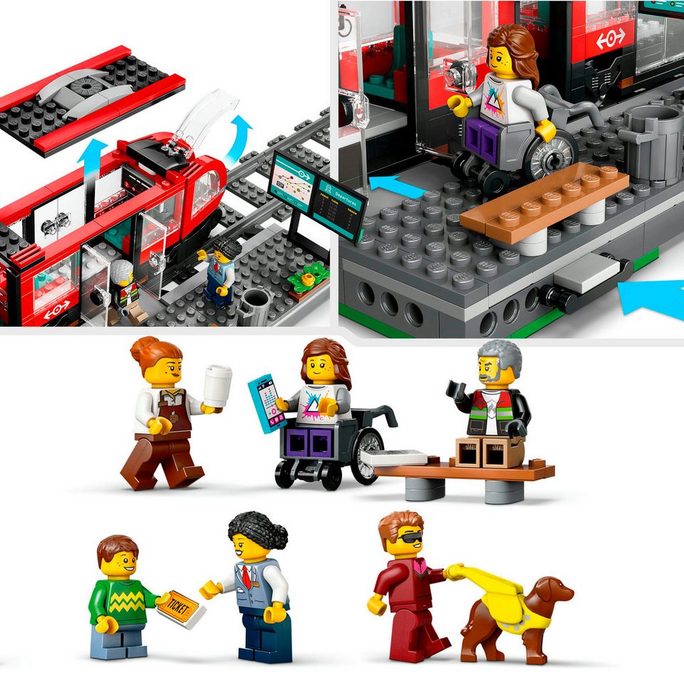 LEGO® Straßenbahn mit Haltestelle (60423), LEGO LEGO City Konstruktionsspielsteine, (811 St), Made in Europe