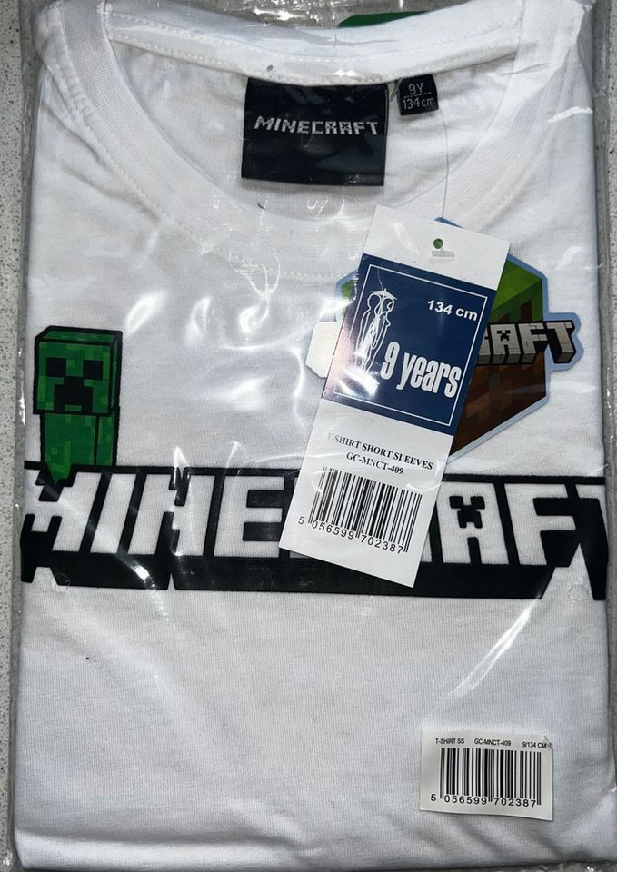 Minecraft T-Shirt Minecraft T-Shirt Creeper weiss 6 8 10 11 12 Jahre Minecraft Logo Druck T-Shirt