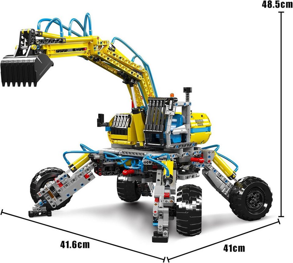 Mould King 17060 Ferngesteuerter Geländebagger MOC Klemmbausteine 1392 Teile Konstruktionsspielsteine, (Set, 1392 St)
