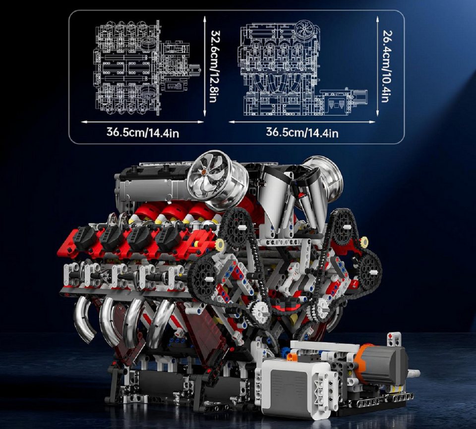Mould King Mould King 10130 V8 F488 Motor mit 2.718 Teilen Konstruktions-Spielset, (2718 St)