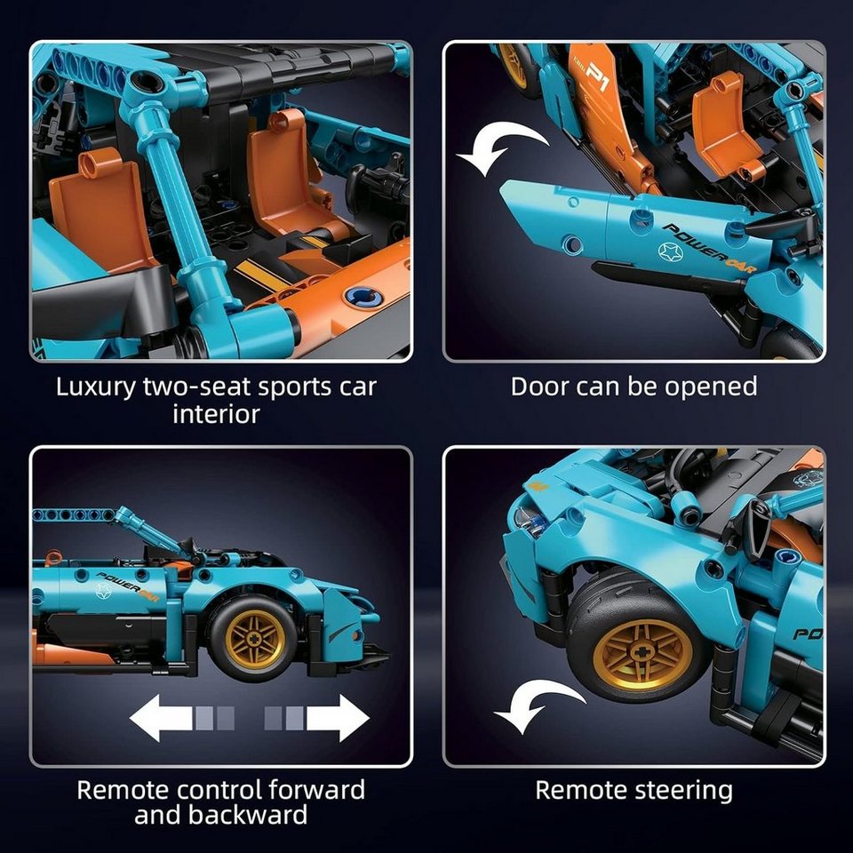 Mould King Mould King 13174 P1 Sports Car - RC-Control Technik Modell Konstruktionsspielsteine, (936 St)