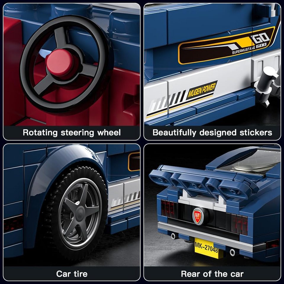 Mould King Mould King 27048S Speed Champion Super Mustang 376 Teile Konstruktions-Spielset, (376 St)