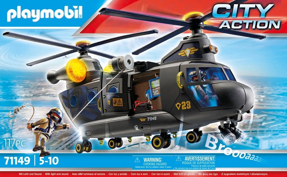 Playmobil® SWAT-Rettungshelikopter (71149), My Action Heroes Konstruktions-Spielset, (117 St), Made in Europe; mit Licht und Sound