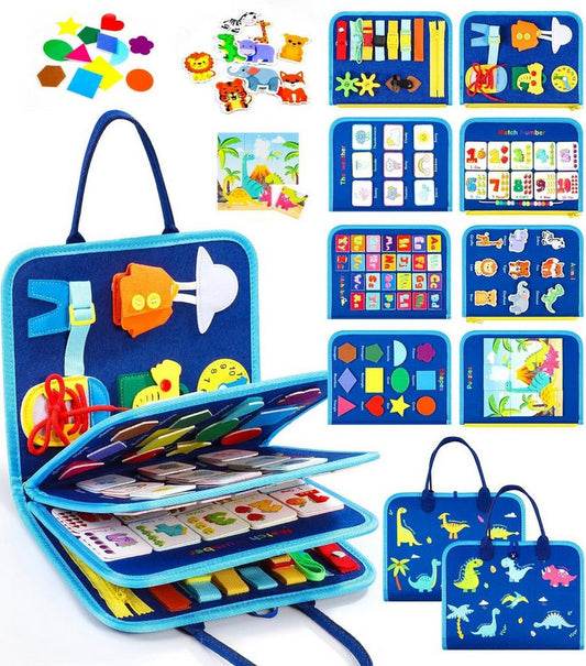 POPOLIC Lernspielzeug Busy Board für Kinder - Activity Board Montessori Spielzeug (Motorik Lernspielzeug Kleinkind Sensorik Spielzeug Quiet Book, 1-St), für 1 2 3 4 5 Jahre Junge und Mädchen