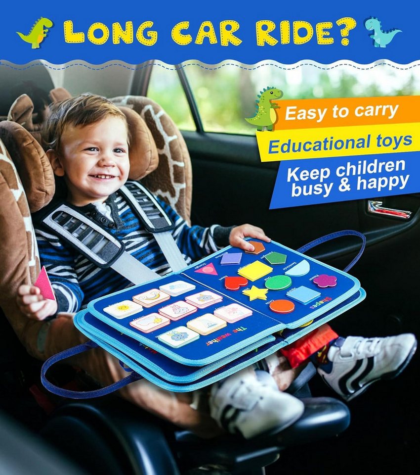 POPOLIC Lernspielzeug Busy Board für Kinder - Activity Board Montessori Spielzeug (Motorik Lernspielzeug Kleinkind Sensorik Spielzeug Quiet Book, 1-St), für 1 2 3 4 5 Jahre Junge und Mädchen