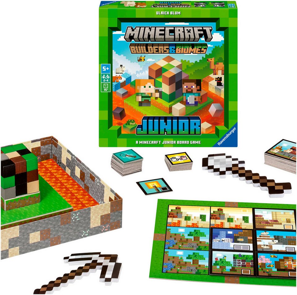 Ravensburger Spiel Minecraft Builders & Biomes Junior, Kinderspiel, Made in Europe